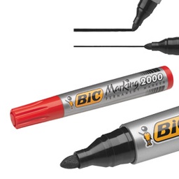 [46041] SCATOLA 12 MARCATORI 2000 ROSSO P.TONDA PERMANENTE BIC