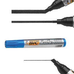 [46044] SCATOLA 12 MARCATORI 2300 BLU P.SCALPELLO PERMANENTE BIC