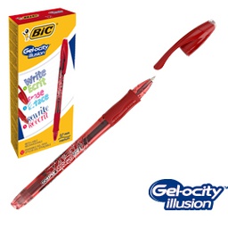 [80137] Scatola 12 penna sfera gel cancellabile GELOCITY ILLUSION 0,7mm rosso BIC