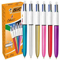 [86211] Scatola 12 penna sfera scatto 4 COLORI Shine