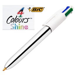 [79890] Scatola 12 penna sfera scatto 4COLORS SHINE SILVER BIC