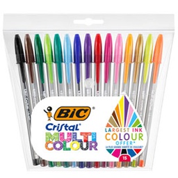 [86212] Scatola 15 penna sfera CRISTALÂ® MULTICOLOR 1,6mm ink ass. BICÂ®