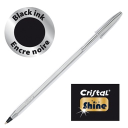 [79943] Scatola 20 penna sfera CRISTALÂ® SHINE SILVER medio 1,0mm nero BICÂ®