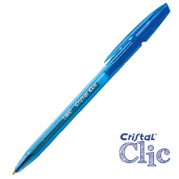 [49915] SCATOLA 20 PENNA SFERA SCATTO CRISTAL  CLIC MEDIO 1,0MM BLU BIC