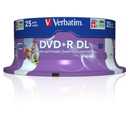 [VERBDVDR858XL] SCATOLA 25 DVD+R DUAL LAYER 8X 8.5GB 240MIN. SERIGRAFATO SPINDLE