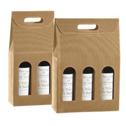 [57649] SCATOLA 2 BOTTIGLIE 180x90mm H385mm ONDA AVANA