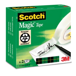 [32112] Scatola 2 rotoli nastro adesivo Scotch  Magic 810-1266 12mmx66mt per BORDURE
