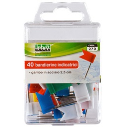 [77091] SCATOLA 40 SPILLI A BANDIERINA ASSORTITI ART.270