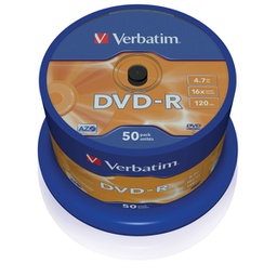 [VERBDVD-R47SIL] SCATOLA 50 DVD-R SPINDLE 16X 4.7GB 1 MATT SILVER