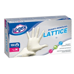 [90835] Scatola da 100 guanti monouso in lattice Tg. M Logex