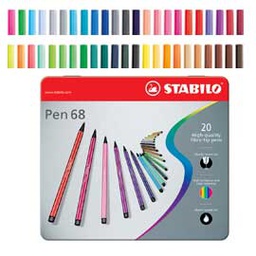 [35190] SCATOLA METALLO 20 PENNARELLI PEN 6820 STABILO