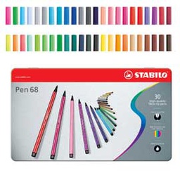 [35191] SCATOLA METALLO 30 PENNARELLI STABILO PEN 6830
