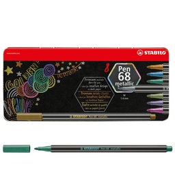 [89221] Scatola metallo da 8 pz. Pen 68 metallic Stabilo