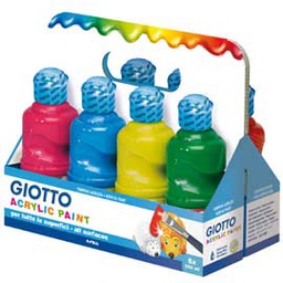 [64469] SCHOOLPACK 8 FLACONI TEMPERA PRONTA ACRILICA 250ML COLORI ASSORTITI GIOTTO