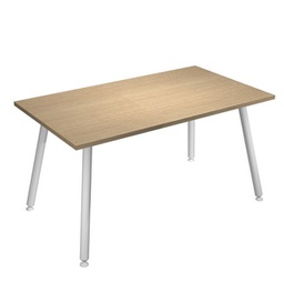 [92404] Scrivania 140x80xH74,4cm Bianco/ Rovere Skinny Metal