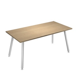 [92407] Scrivania 160x80xH74,4cm Bianco/ Rovere Skinny Metal