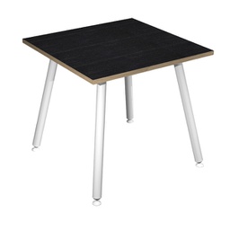 [92400] Scrivania 80x80xH74,4cm Bianco/ Nero venato Skinny Metal