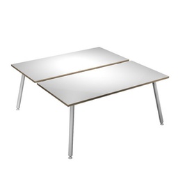[92417] Scrivania a 2 postazioni contrap. 120x166cm Bianco/ Bianco Skinny Metal