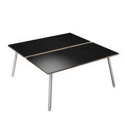 [92418] Scrivania a 2 postazioni contrap. 120x166cm Bianco/ Nero venato Skinny Metal