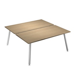 [92416] Scrivania a 2 postazioni contrap. 120x166cm Bianco/ Rovere Skinny Metal