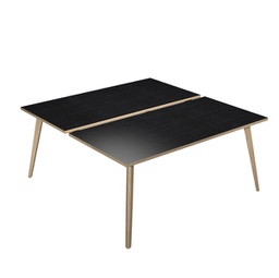 [92472] Scrivania a 2 postazioni contrap. 140x166cm Rovere/Nero venato Woody