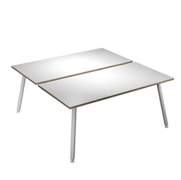 [92423] Scrivania a 2 postazioni contrap. 160x166cm Bianco/ Bianco Skinny Metal