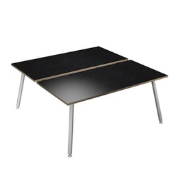 [92424] Scrivania a 2 postazioni contrap. 160x166cm Bianco/ Nero venato Skinny Metal