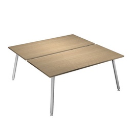 [92422] Scrivania a 2 postazioni contrap. 160x166cm Bianco/ Rovere Skinny Metal
