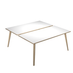 [92474] Scrivania a 2 postazioni contrap. 160x166cm Rovere/Bianco Woody