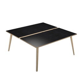 [92475] Scrivania a 2 postazioni contrap. 160x166cm Rovere/Nero venato Woody