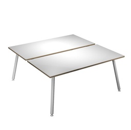 [92426] Scrivania a 2 postazioni contrap. 180x166cm Bianco/Bianco Skinny Metal