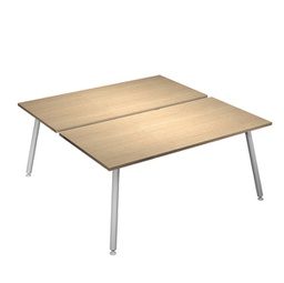 [92425] Scrivania a 2 postazioni contrap. 180x166cm Bianco/ Rovere Skinny Metal