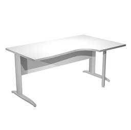 [94402] Scrivania Compact Destro 160x60/80/100cm bianco fianchi vern. cromo Easy