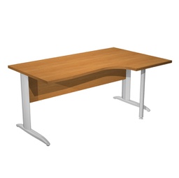 [94403] Scrivania Compact Destro 160x60/80/100cm noce chiaro fianc. vern. cromo Easy