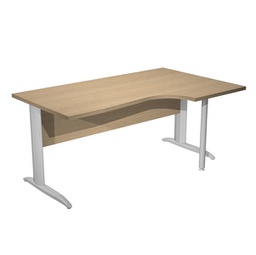 [94825] Scrivania Compact Destro 160x60/80/100cm rovere fianchi vern. cromo Easy