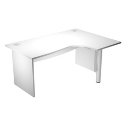 [94427] Scrivania Compact DX fianco melam. + supp.met. L180cm Bianco - AgorA' Direction