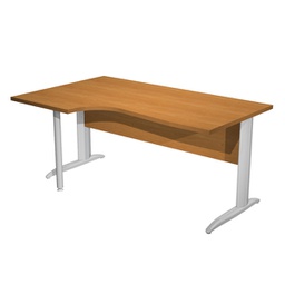 [94828] Scrivania Compact Sinistro 160x60/80/100cm noce chiaro f. vern. eff. cromo Easy