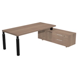 [96985] Scrivania dir. c/mobile serv. 180x90cm PRESTIGE QUADRO Ciliegio arabis/nero