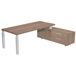 [96987] Scrivania dir. c/mobile serv. 210x90cm PRESTIGE QUADRO ciliegio arabis/bianco