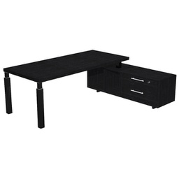 [96988] Scrivania dir. c/mobile serv. 210x90cm PRESTIGE QUADRO nero venato/nero