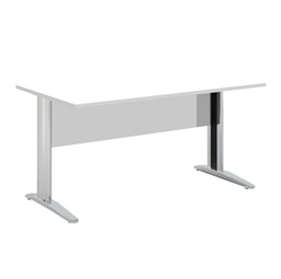 [74355] SCRIVANIA LINEARE 140X80cm BIANCO - fianchi vernic. effetto cromato EASY