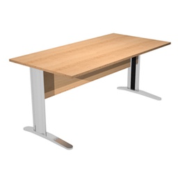 [74357] SCRIVANIA LINEARE 140X80cm FAGGIO - fianchi vernic. effetto cromato EASY