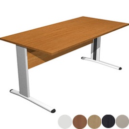 [74356] SCRIVANIA LINEARE 140X80cm NOCE CHIARO - fianchi vernic. effetto cromato EASY
