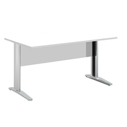 [74350] SCRIVANIA LINEARE 160X80cm BIANCO - fianchi vernic. effetto cromato EASY