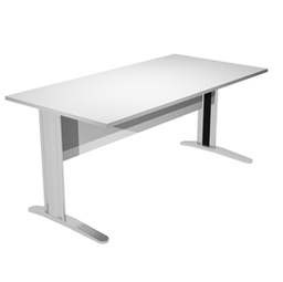 [74354] SCRIVANIA LINEARE 160X80cm GRIGIO - fianchi vernic. effetto cromato EASY
