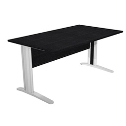 [74353] SCRIVANIA LINEARE 160X80cm NERO VENATO - fianchi vernic. effetto cromato EASY