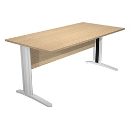 [89527] Scrivania lineare 160X80cm Rovere - fianchi vernic. effetto cromato EASY