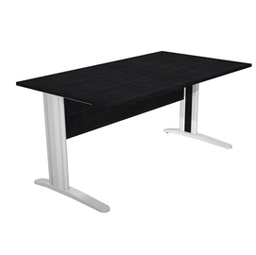 [74363] SCRIVANIA LINEARE 80X80cm NERO VENATO - fianchi vernic. effetto cromato EASY