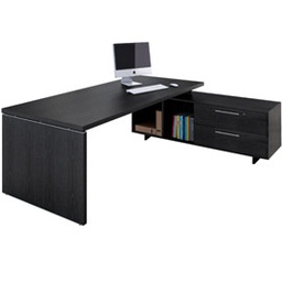 [74293] SCRIVANIA MANAGER 210X90cm c/mobile servizio rev. NERO VEN. - PRESTIGE