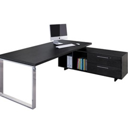 [74297] SCRIVANIA MANAGER 210X90cm c/mobile servizio rev. NERO VEN. - PRESTIGE METAL